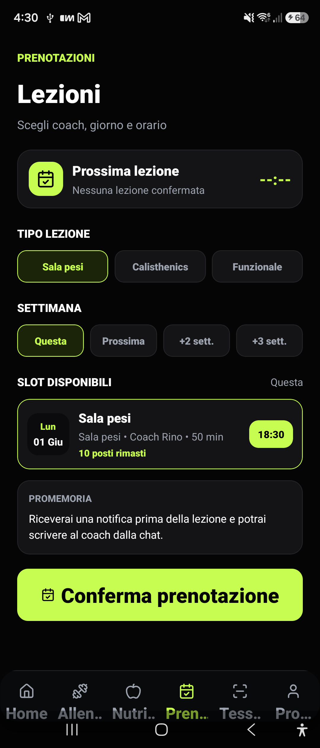 Schermata app 2